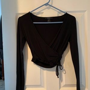 Ruched long sleeve crop top